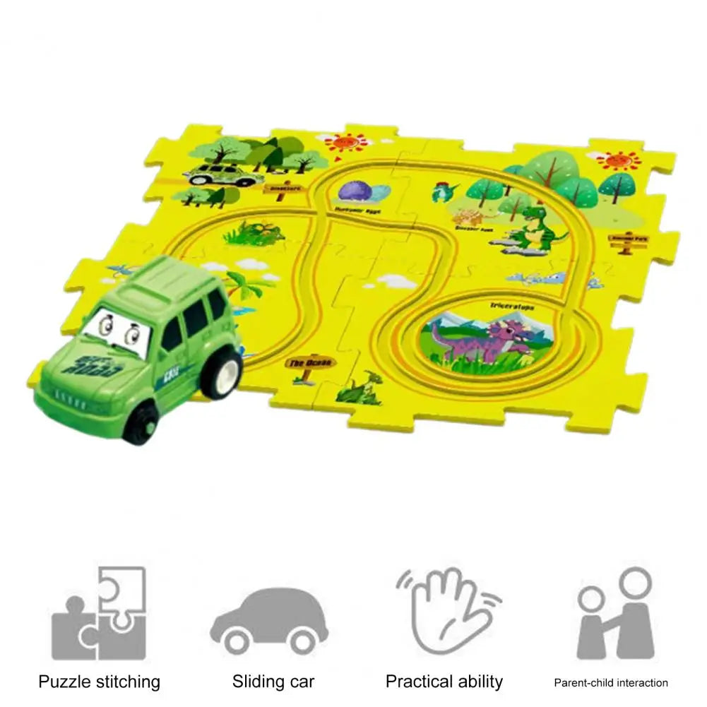 Puzzleförmige Autostrecke – KiddoPuzzle™ 